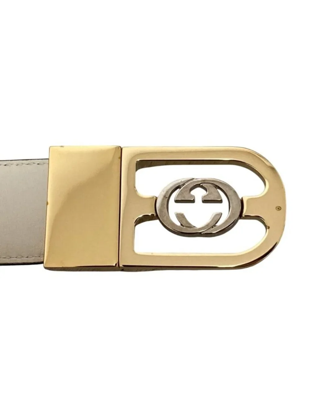 Gucci Interlocking G Reversible Belt White Black